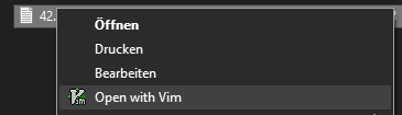 quickvim context menu entry